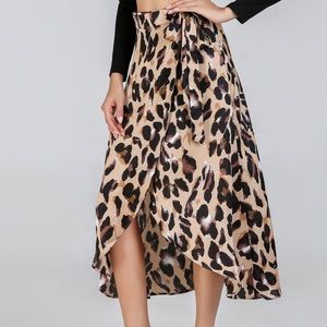 Leopard pattern midi asymmetrical